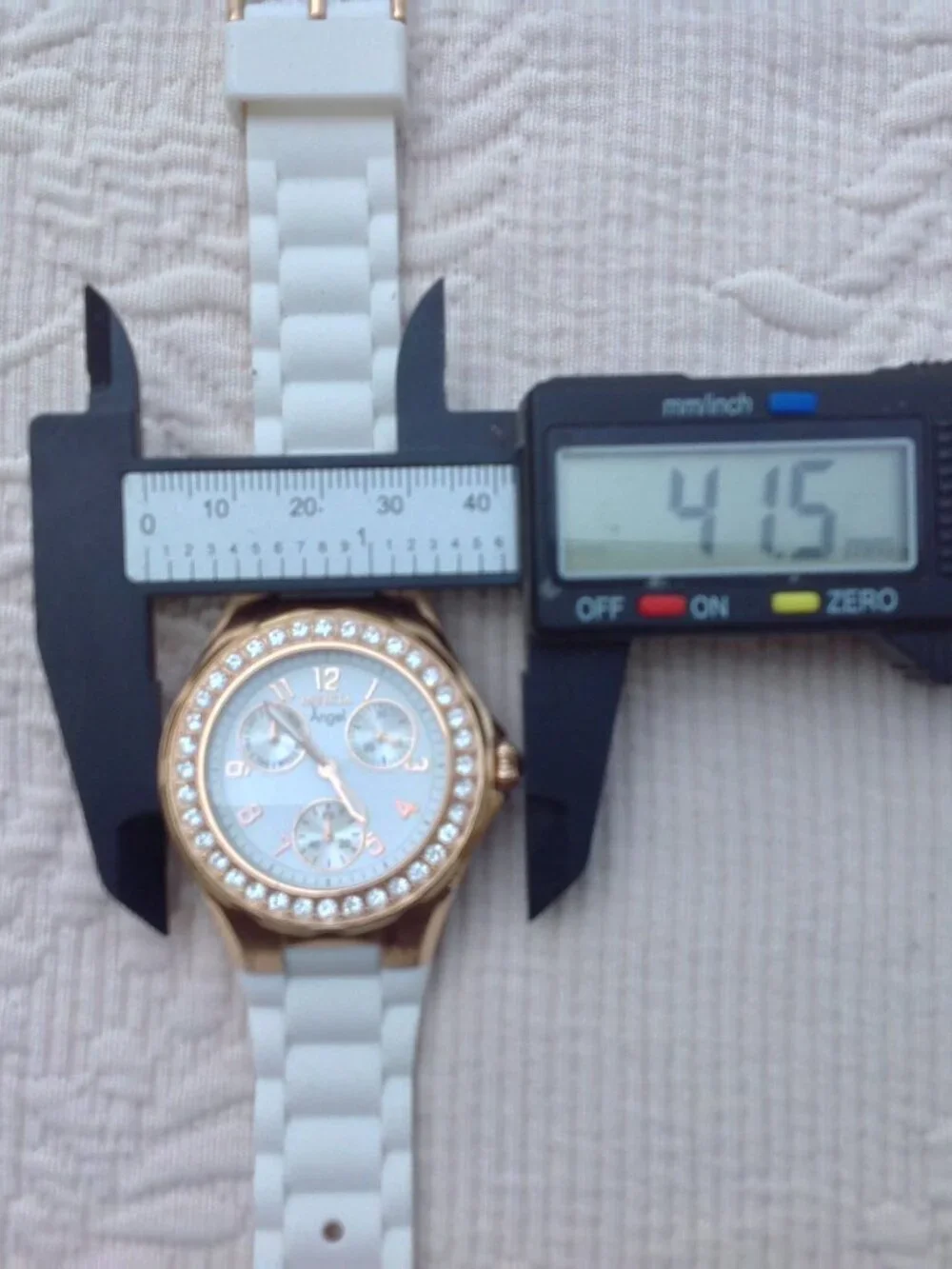 Invicta Angel Ladies Watch Rose Gold, Complications, White Band